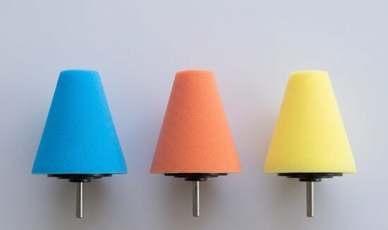 ZESTAW PADÓW GĄBKOWYCH STOŻKOWYCH DO POLEROWANIA FELG wysokość około 8 cm